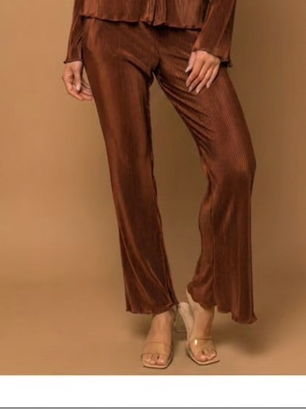 Gilli | Rust Brown Plisse Wide-Leg Pants size M